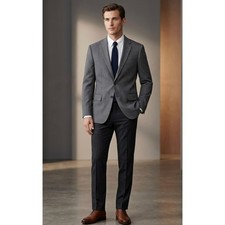 J. Crew Factory Thompson Blazer Men  s 34S Grey Pinstripe 2-Button Slim Fit EUC