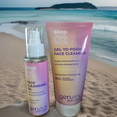 GENZEN SKIN CARE  STEP 1  & STEP 2  FACE CLEANSING OIL  & GEL TO FOAM FACE...