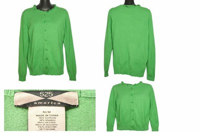 525 America Women s Cardigan Medium Green Button Front Lightweight