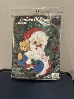 Bucilla Gallery Of Stitches Stocking Kit ''Santa & Teddy'' #33393 NIP Vintage