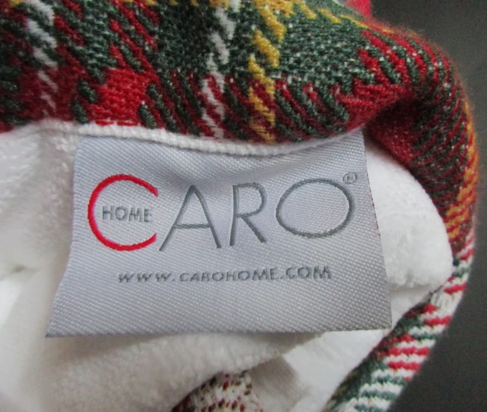 CARO Hand Towels 2PC Set Christmas Soldier Drummer White + Red Green Plaid Trim - Image 4 of 4