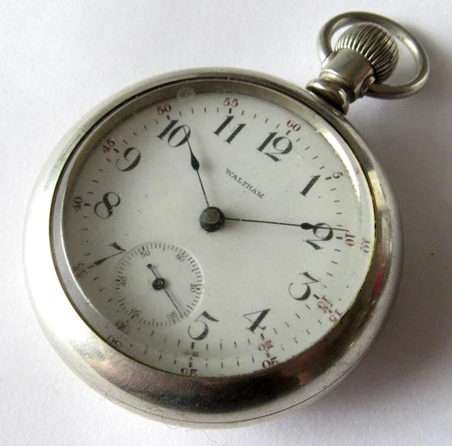 Antique Waltham Pocket Watch 18 size 7 jewels Silverode case RUNS