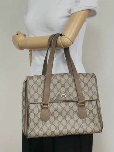 Vintage Gucci Handbag GG Supreme Brown PVC Leather Authentic