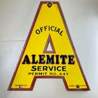 Alemite  Service Official Porcelain Enamel Vintage Sign 10'' x 9"  inch