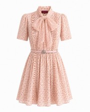 NWT Gucci Silk Daisy Print Mini Dress Pink GG Belt IT 38 Made Italy Bow NEW