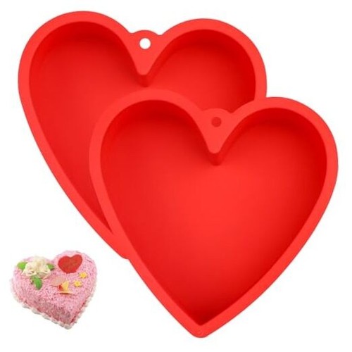 2Pcs Heart Shaped Cake Pans Heart Cake Pans Silicone Heart Cake Molds 8 inch