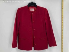 Pendleton Womens Red Virgin Wool Long Sleeve Button Front Jacket Size 8