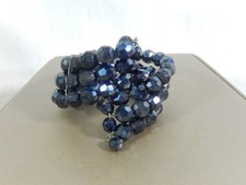 Vintage Retro Hematite Crystal Bead 3 Row Coil Wrap Bracelet With Dangles Vintage Retro Hematite Crystal Bead 3 Row Coil Wrap Bracelet With Dangles