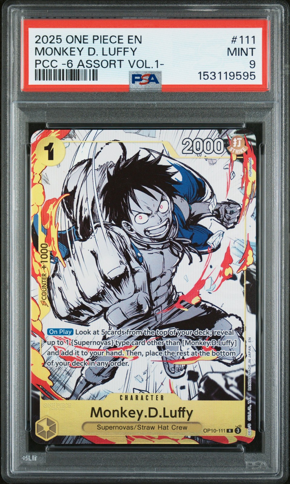 2025 ONE PIECE PREMIUM CARD COLLECTION -6 ASSORT VOL.1- MONKEY D. LUFFY PSA 9