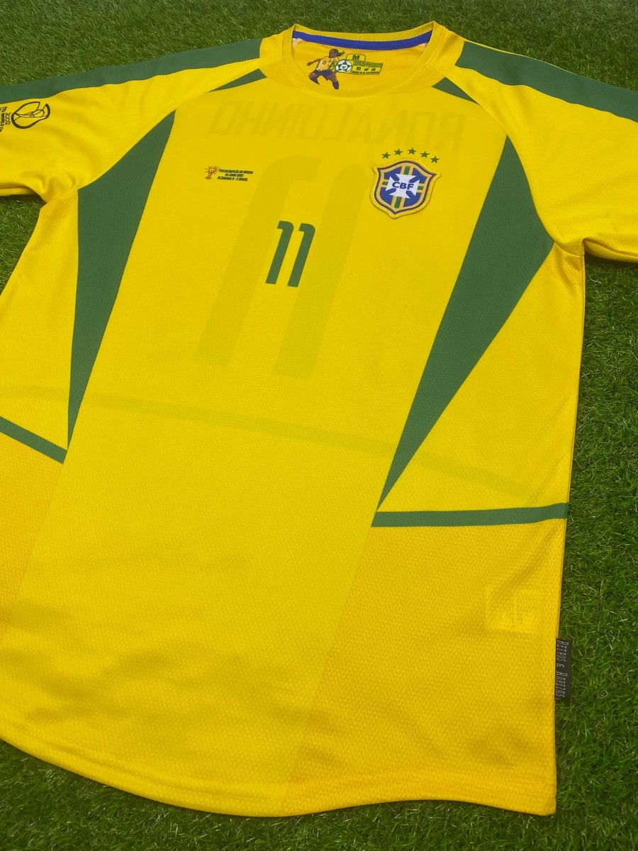 Brasil, Men's Retro Soccer Jersey, 2002 Ronaldinho #11 (Tallaje