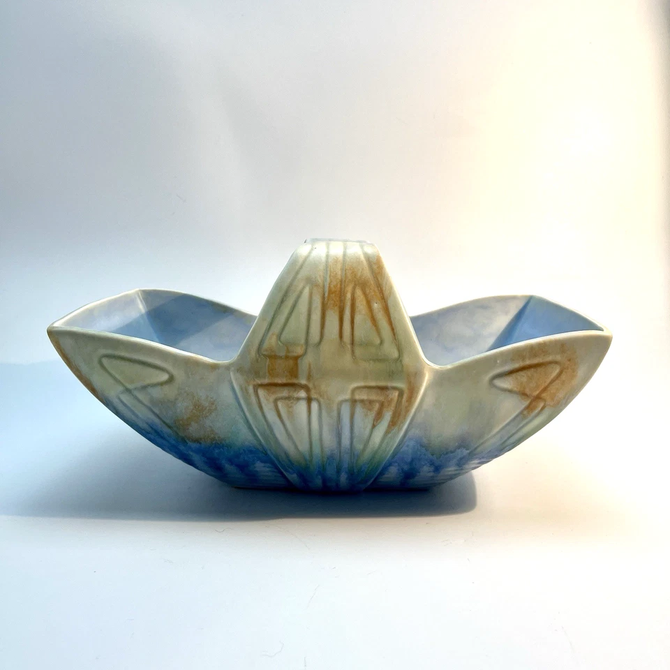 Beswick Pottery Hand Painted Basket Art Deco Number 475 in Blue & Beige Matt VGC - Image 4 of 4