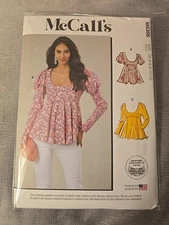 McCall's M8386 Fit & Flare Tops w Puff or Juliet Sleeve Sz 4-12 UNCUT Pattern
