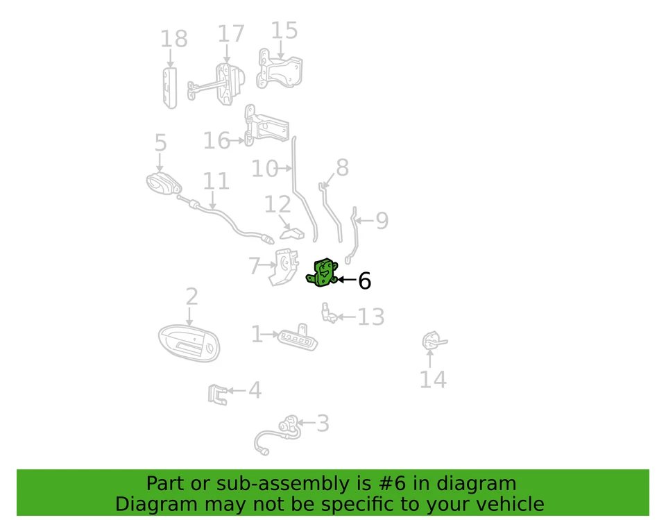 Conjunto de pestillo de puerta genuino Ford SD Mercury Sable Trucks 2000-25 6C2Z-1521812-A Foto 3 de 4