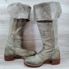 VTG Frye Campus Boots Women 9 M Green OTK Square Toe Western