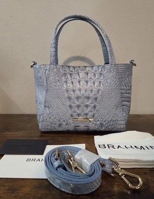 BRAHMIN Small Mona Tote In Stonewash Alden Road Top Handle Crossbody Leather NWT