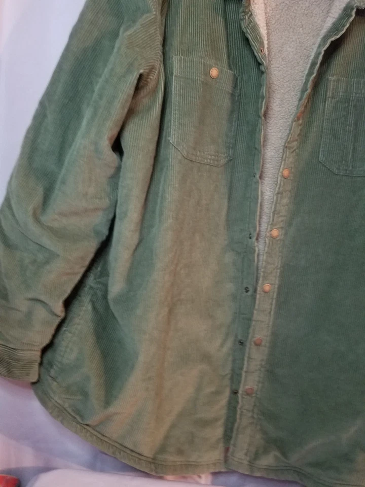 Винтажный LL Bean вельвет Chore куртка тяжелая подкладка с воротником оливковый зеленый XXL-T - Изображение 4 из 4