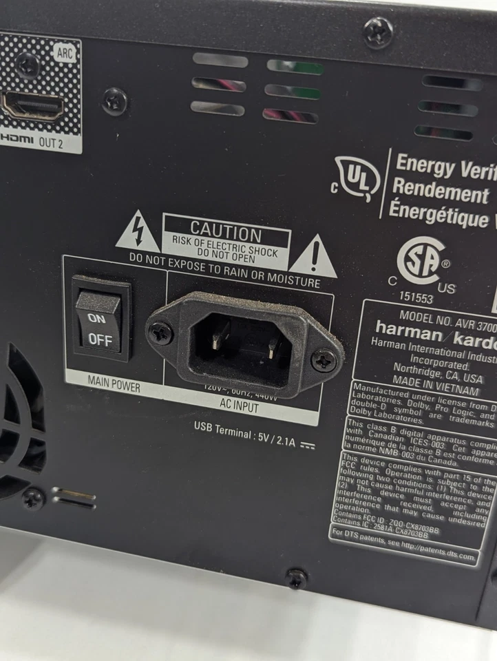 HARMAN KARDON AVR-3700 7.2 Channel AVR 4K WiFi AirPlay FOR PARTS ONLY - Image 4 of 4