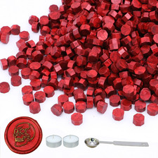 360 Pieces Wine Red Sealing Wax Beads Kit with 2 Pieces Tea Candles and 1 Piece