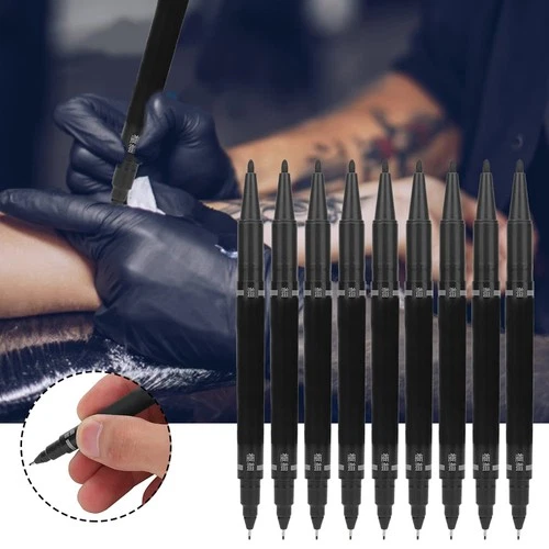 Tattoo Skin Marker Pen Double Tip Fine Regular Stencil Scribe Black image 2