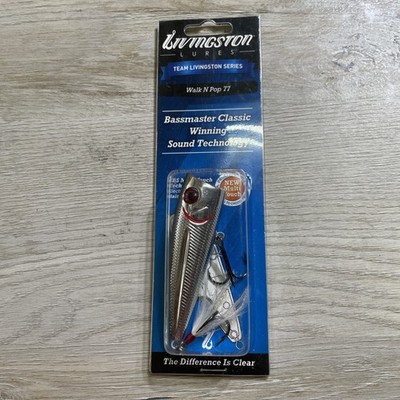 livingston lures  walk N pop 77  3''  1/2oz Black Back Chrome Shad 