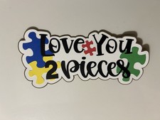 Love You 2 Pieces Handmade Paper Pieced Scrapbook Title Die Cut Puzzle Pieces