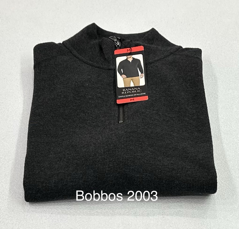 Banana Republic Men's Waffle Quarter Zip Pullover, Black, Size M