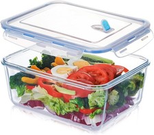 NUTRIUPS 3.3L Large Glass Food Storage Containers Lids Square Food RRP £25