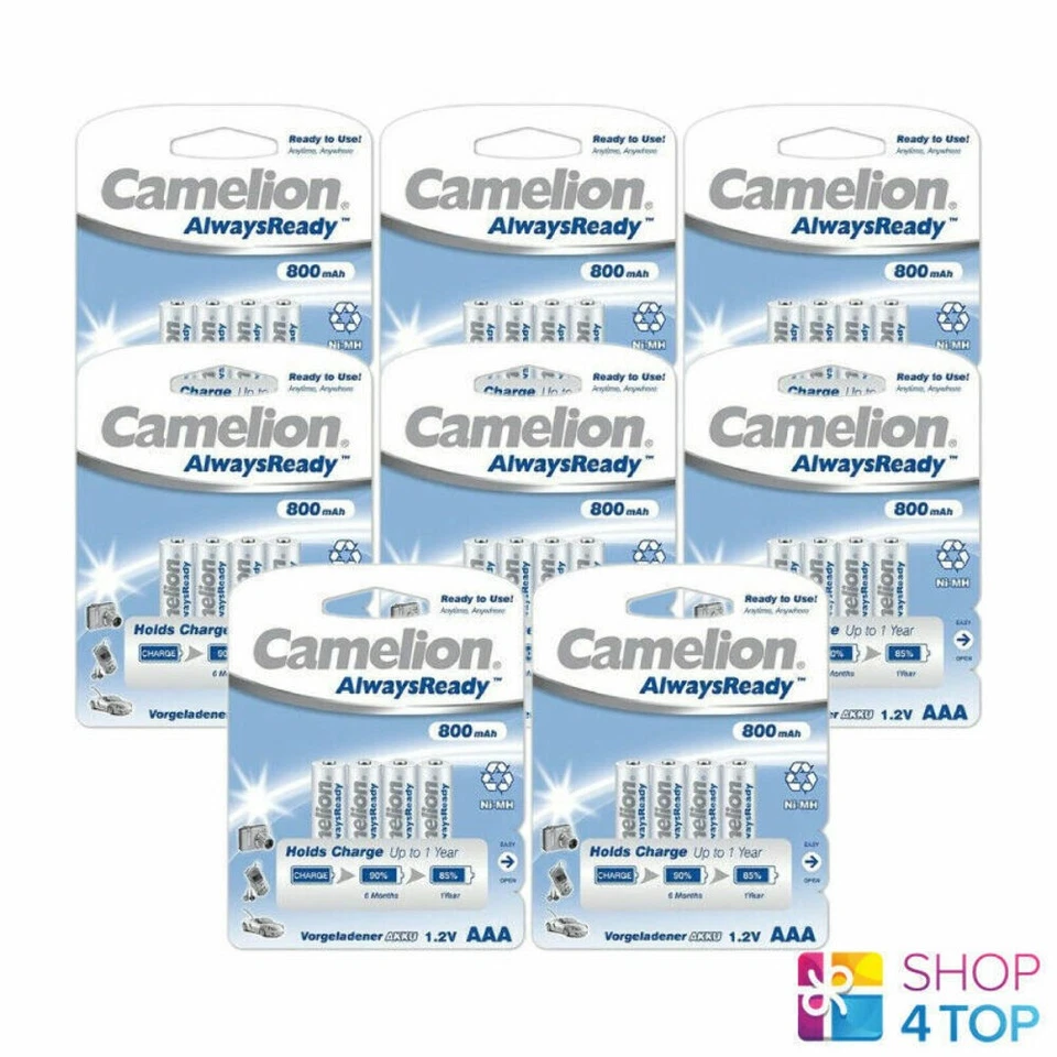 32 Piles Rechargeables AAA NiMH CAMELION 800 mAh 1,2 V Toujours Prêtes - Photo 1/1