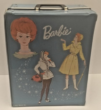 VINTAGE 1964 Mattel, Inc BARBIE Doll Carrying Storage Case Blue Clothes Closet