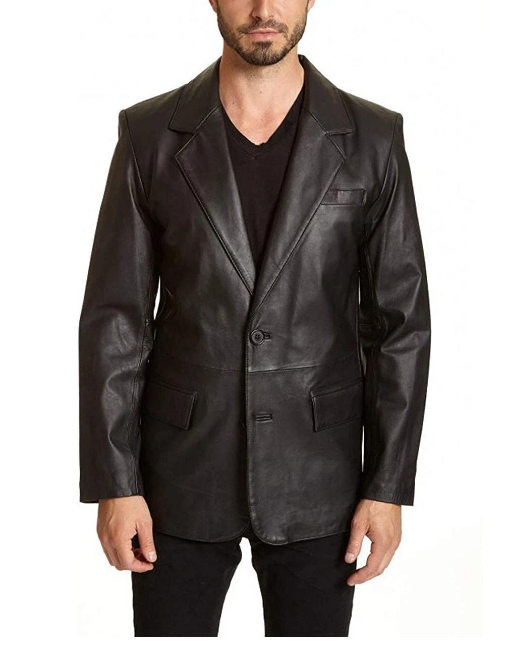 Leather Blazer Jacket Men's Coat Lambskin Soft Men Two Real Button 100% Black 61
Opens in a new wind