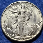 A 1944 S Walking Liberty Silver Half Dollar - High Grade BU