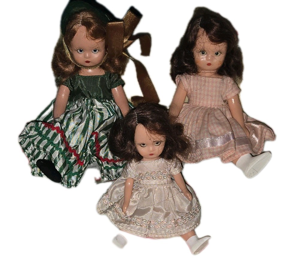 Vintage Nancy Ann Storybook Dolls set of 3 Hard plastic, sleepy