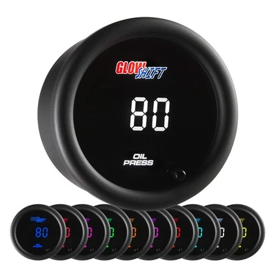 GlowShift 145 PSI Digital Engine Oil Pressure Gauge Kit w/ Sensor, 10 Color - Image 1 of 4