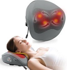 Shiatsu Car Neck and Back Massager with Heat - Rechargeable Kneading Massage Pil