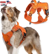 Tactical Dog Harness Medium No Pull Adjustable Reflective Orange