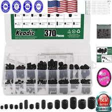 Versatile 376-Pcs Alloy Steel Cup-Point Screws Set with 6 Wrenches Included