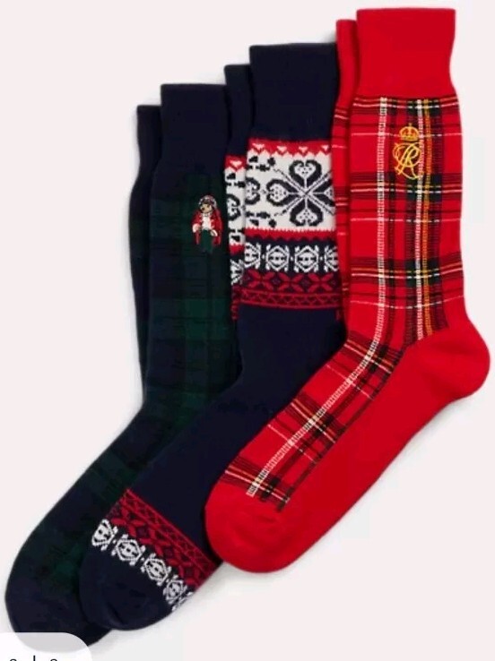 PONY ?》?Calzini Stivali Uomo Polo Ralph Lauren Artic Bear》Fair Isle》Plaid Lana 3 Paia ?️
