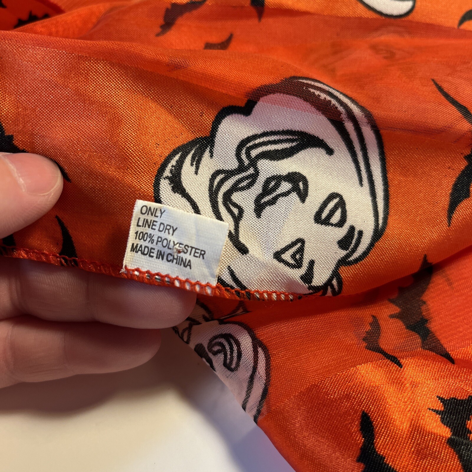 Halloween Scarf Orange Pumpkin Bat Print Fun Novelty