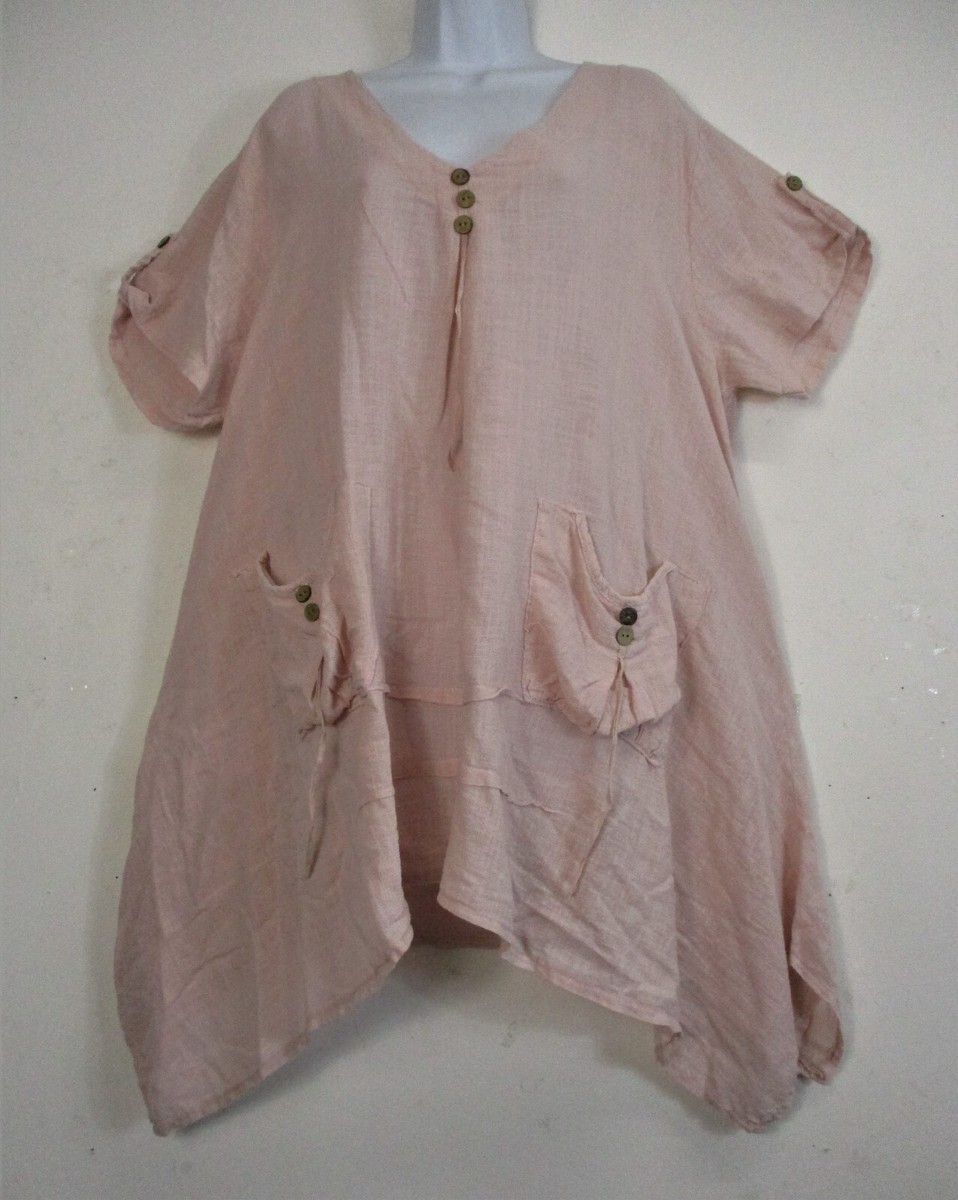 Haut Lagenlook Femme 50% Lin 50% Coton - Taille Unique (16-20) - Style Boho - Neuf Avec étiquettes