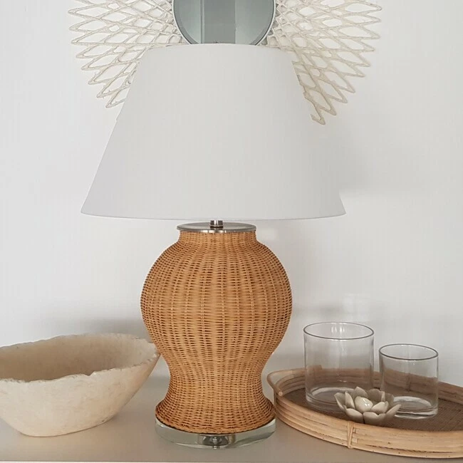 Rattan base table lamp deals