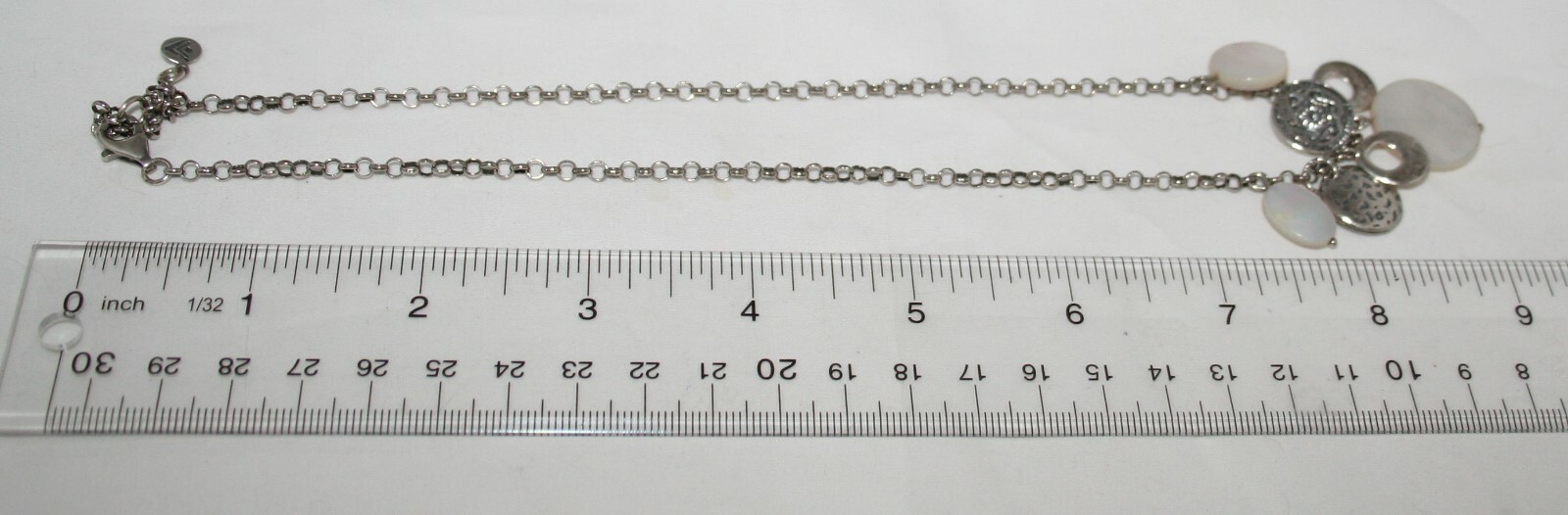 Silpada Oxidized Mother-of-Pearl Circle Charm Sterling Silver Necklace N1830