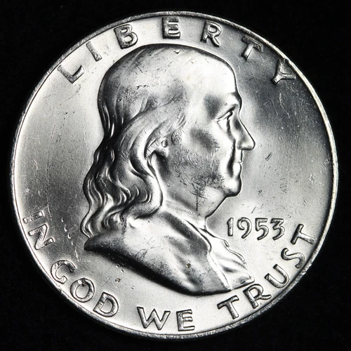 GEM BU UNCIRCULATED UNC MS 1953-D SILVER FRANKLIN HALF DOLLAR BRILLIANT LUSTER