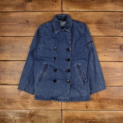 Vintage Ralph Lauren Jeansjacke M Pea Coat Zweireiher Blau Damen