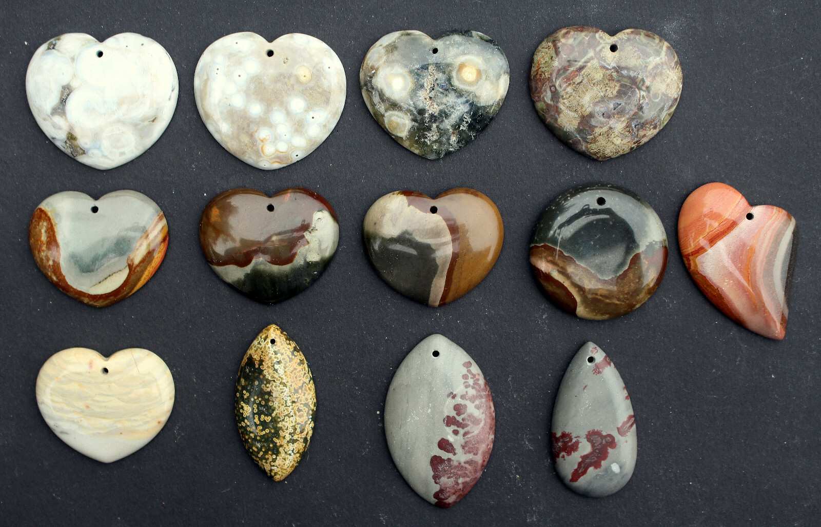 Pendentif en jaspe naturel et agate véritable pour création de bijoux uniques