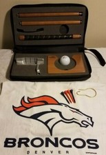 Denver Broncos Excecutive Putting Golf Set Wood and Iron Putter Leather case