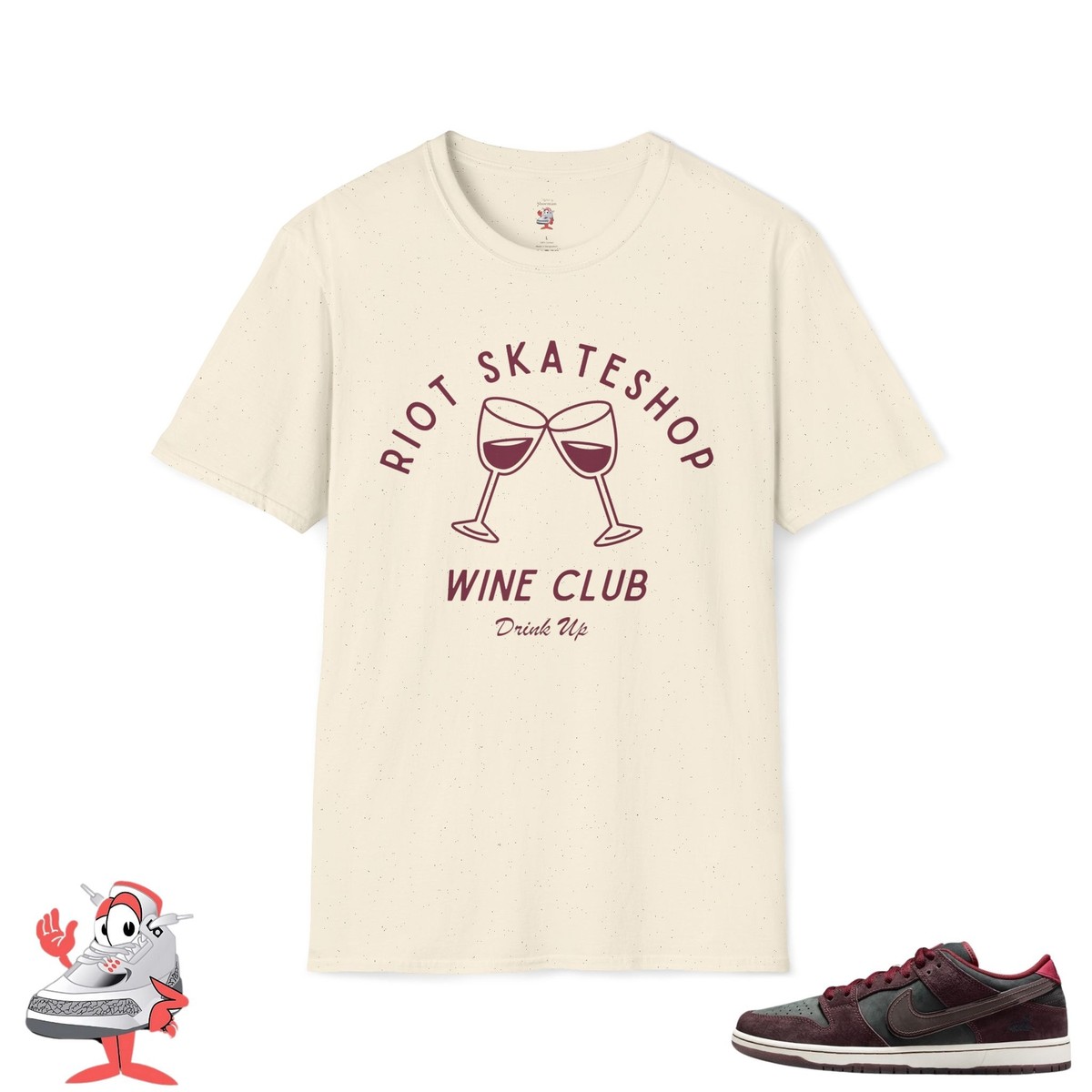 Riot Skateshop Wine Club T-Shirt Matches Nike SB Dunk Low Sneaker Unisex  Soft