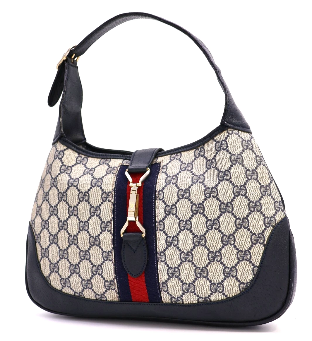 Gucci Jackie Sac à Bandoulière Sac à Main Sac à Main Sherry GG Supreme Navy Vintage Authentique