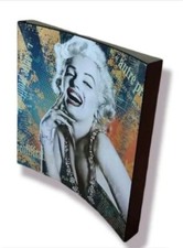 Raro VINTAGE anni 60-70 quadro iconico MARYLIN MONROE in legno curvo
