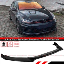 FOR 2015-2021 VW GOLF GTI MK7 MK7.5 GLOSS BLACK R STYLE WINGLET FRONT BUMPER LIP
