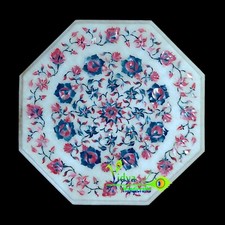 15" Marble Coffee Table Top Mother Of Pearl Inlay Marquetry Art Home Decor Gift